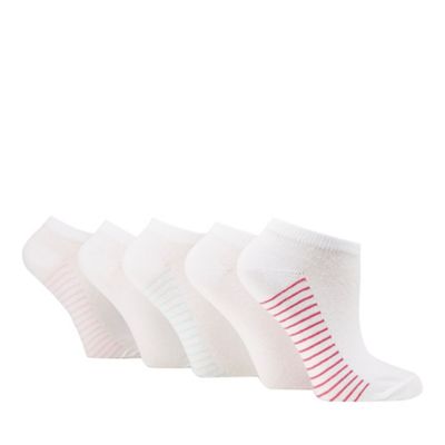 Pack of five white striped trainer socks